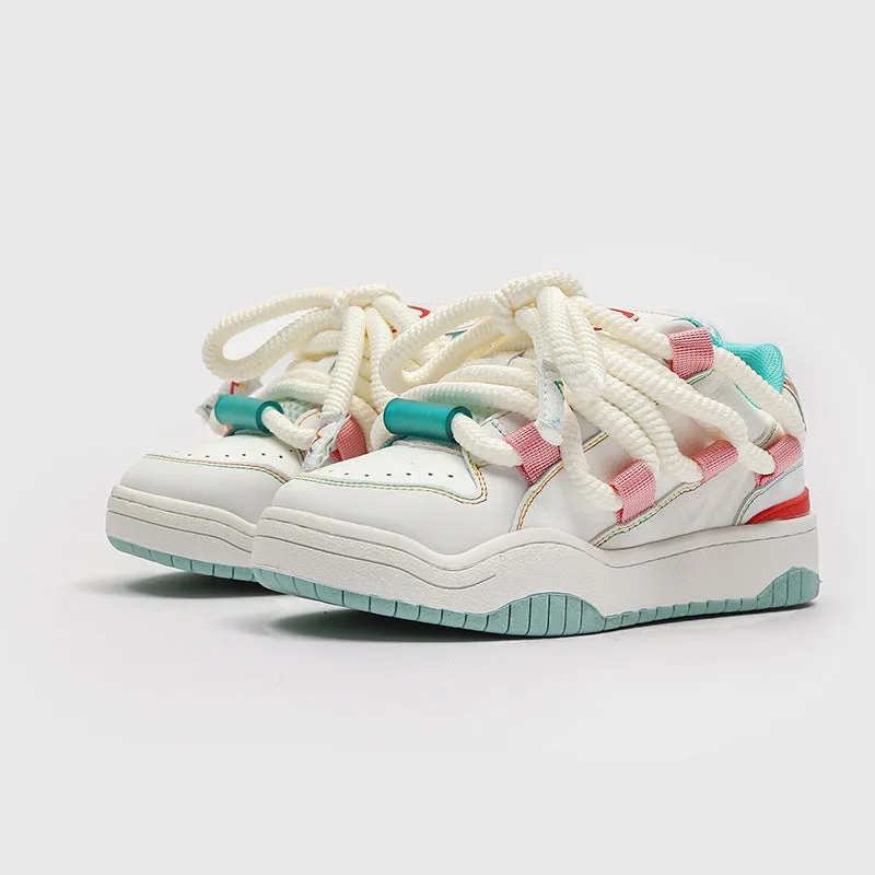Unisex casual sneakers with thick rubber soles and breathable mesh lining in denim blue colour
