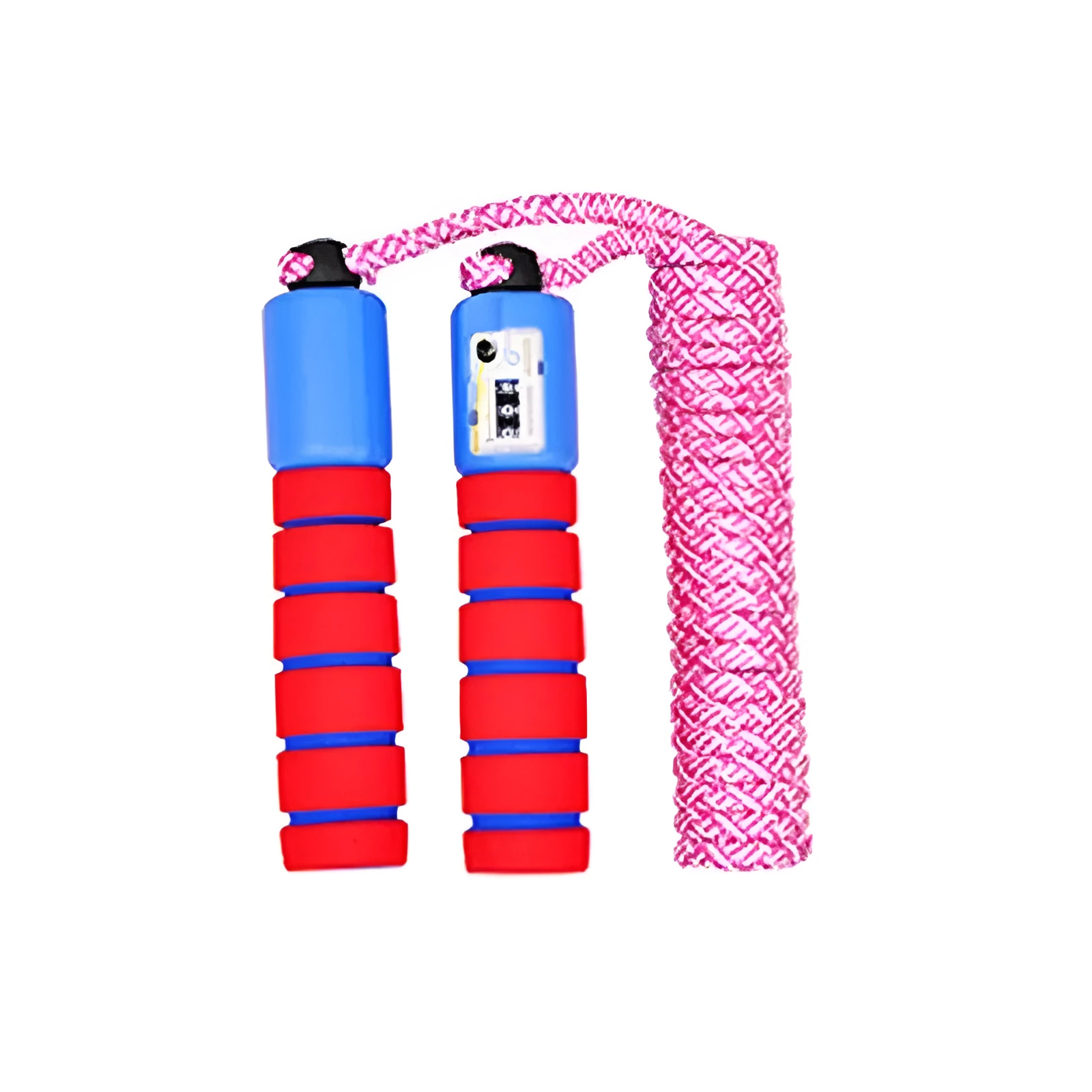 Children's counting skipping rope in rose red with pink count, NBR and cotton braided material