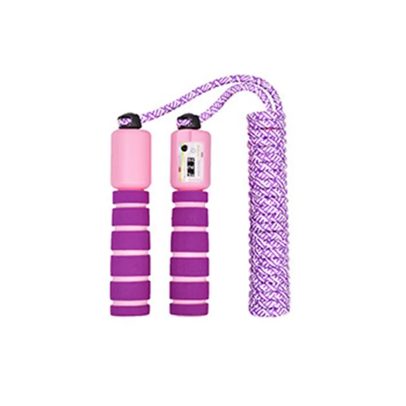 Children's counting skipping rope in rose red with pink count, NBR and cotton braided material