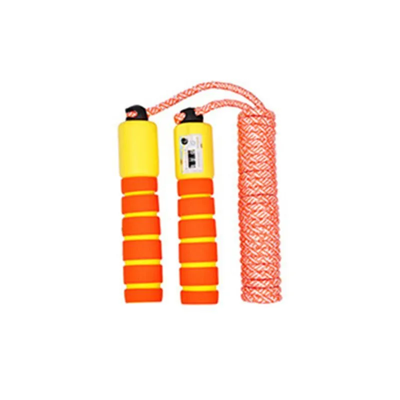 Children's counting skipping rope in rose red with pink count, NBR and cotton braided material