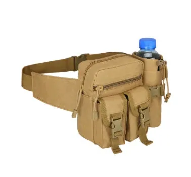 Small waterproof 4L tactical kettle pouch in black polyester for outdoor hiking use