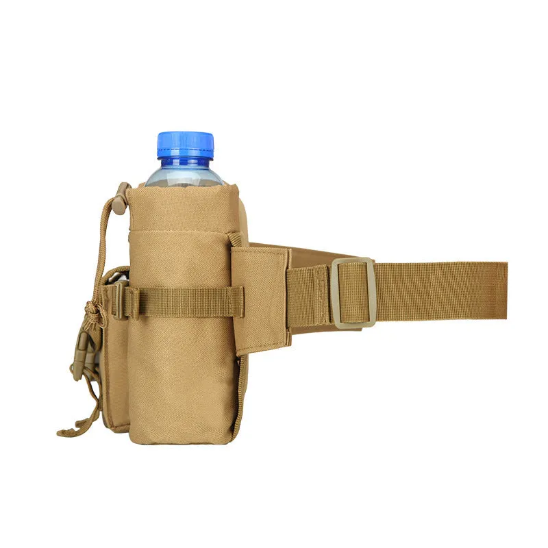 Small waterproof 4L tactical kettle pouch in black polyester for outdoor hiking use