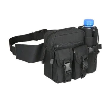 Small waterproof 4L tactical kettle pouch in black polyester for outdoor hiking use