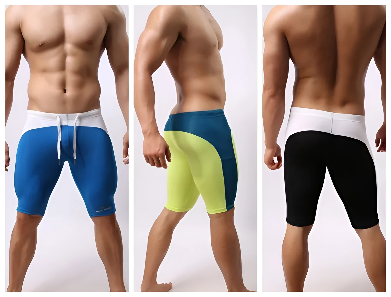 Brave Person men's swimming trunks and fitness pants in colour-blocked nylon, available in red black fluorescent green and sky blue