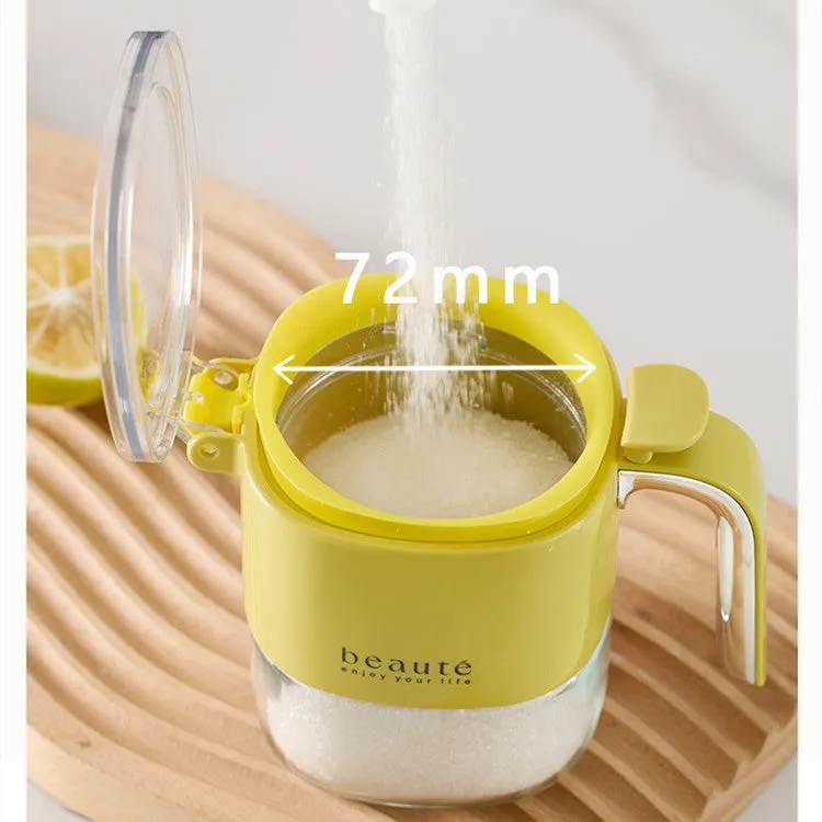 Light luxury pressed sealed glass seasoning can in warm white gray, 9x13.6x10.5cm