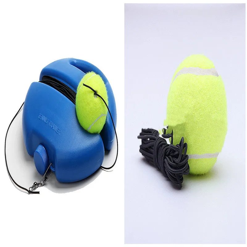 Blue chemical fibre tennis trainer with line on a flat surface