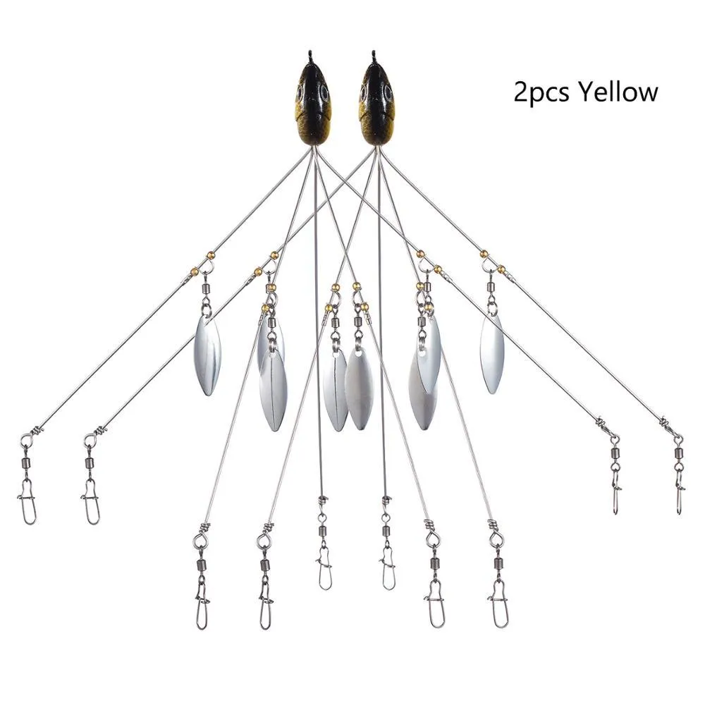 Bassdash umbrella fishing lure rig with 5 swivels and rotating metal sequins
