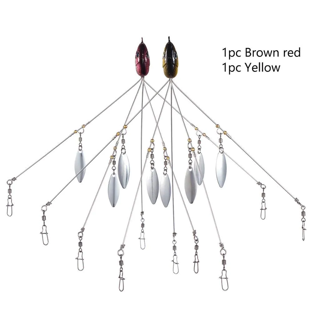Bassdash umbrella fishing lure rig with 5 swivels and rotating metal sequins