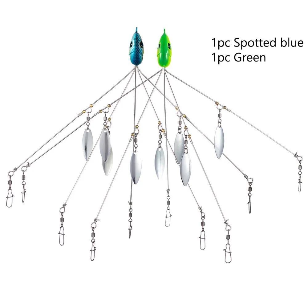 Bassdash umbrella fishing lure rig with 5 swivels and rotating metal sequins