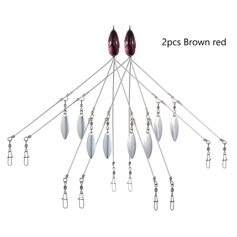 Bassdash umbrella fishing lure rig with 5 swivels and rotating metal sequins