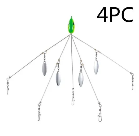 Bassdash umbrella fishing lure rig with 5 swivels and rotating metal sequins