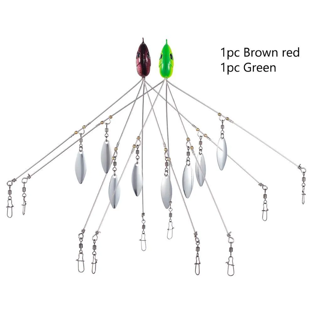 Bassdash umbrella fishing lure rig with 5 swivels and rotating metal sequins