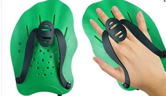 A pair of polypropylene swim training paddles for freestyle stroke practice, shown in multiple colour options.