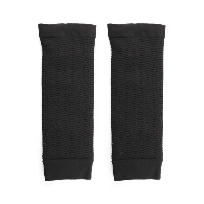 Women's black and skin colour shaping arm sleeves in free size made from nylon fabric