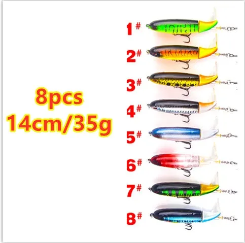 XY-507 propeller tractor hard fishing lure in floating water pencil shape, 13g 10cm size, multiple colour options