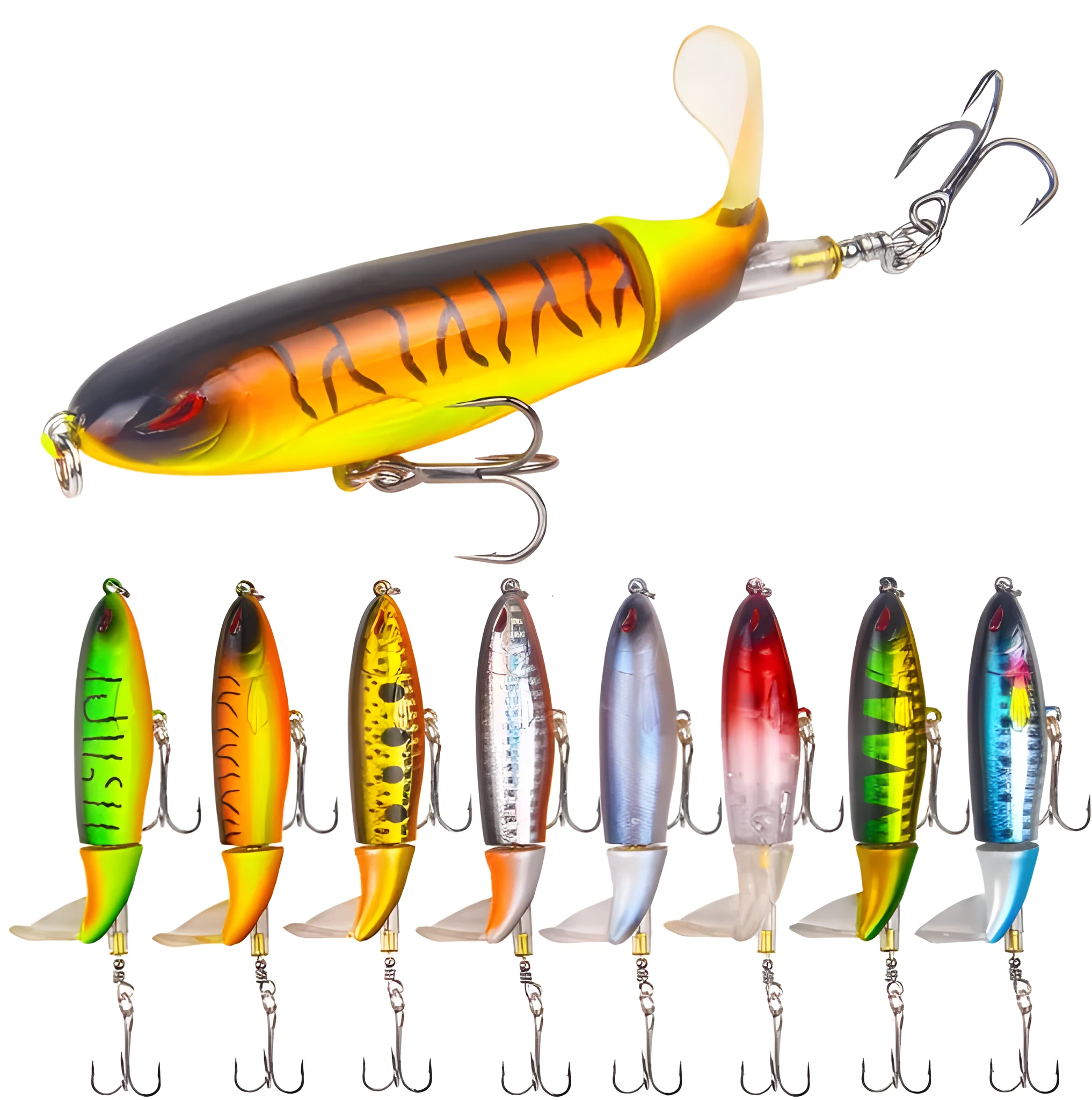 XY-507 propeller tractor hard fishing lure in floating water pencil shape, 13g 10cm size, multiple colour options
