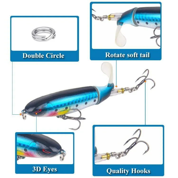XY-507 propeller tractor hard fishing lure in floating water pencil shape, 13g 10cm size, multiple colour options