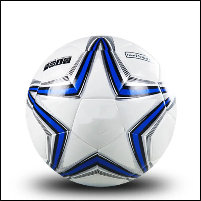 UEFA Champions League PU leather football in multi-colour design with white panels and red accents on grass