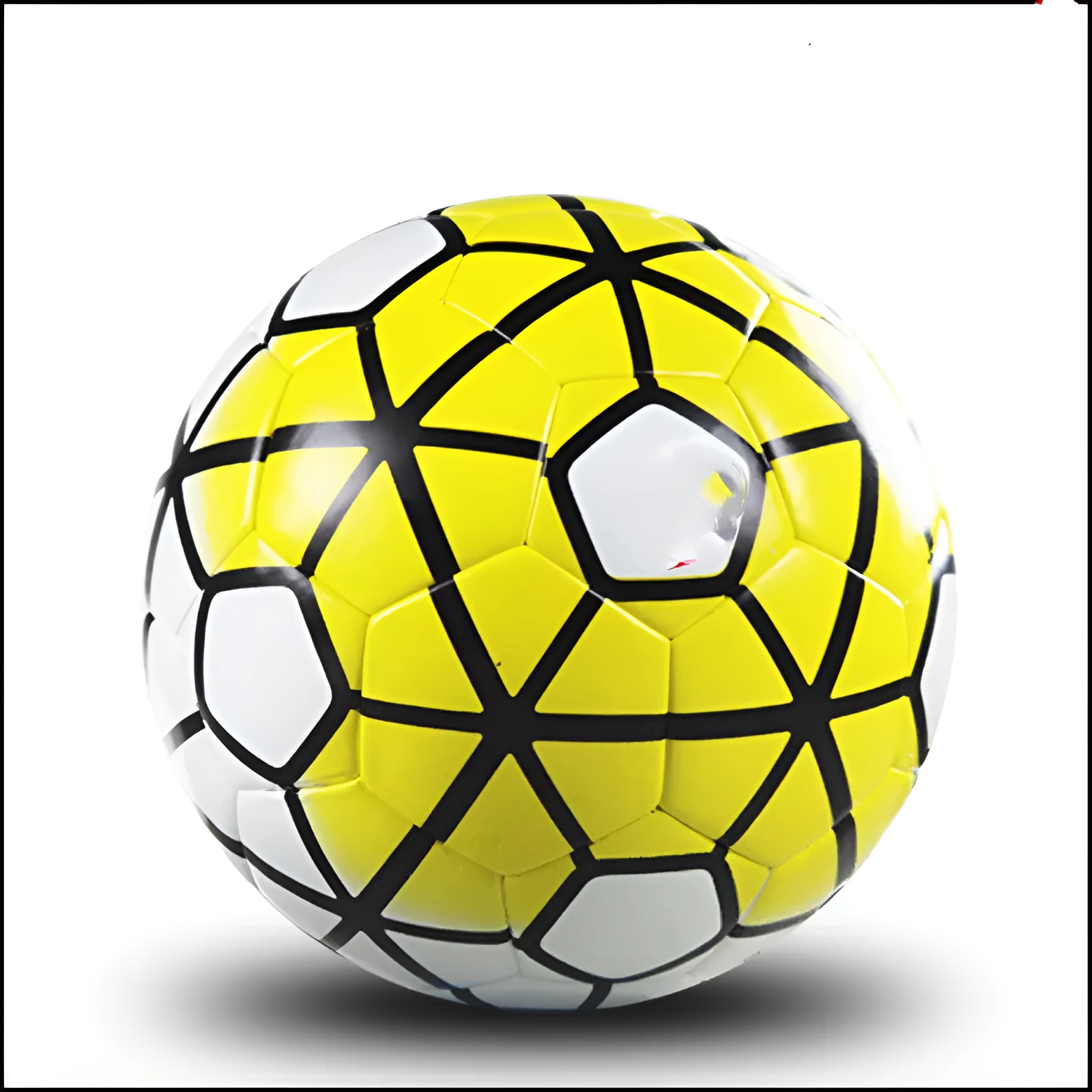 UEFA Champions League PU leather football in multi-colour design with white panels and red accents on grass