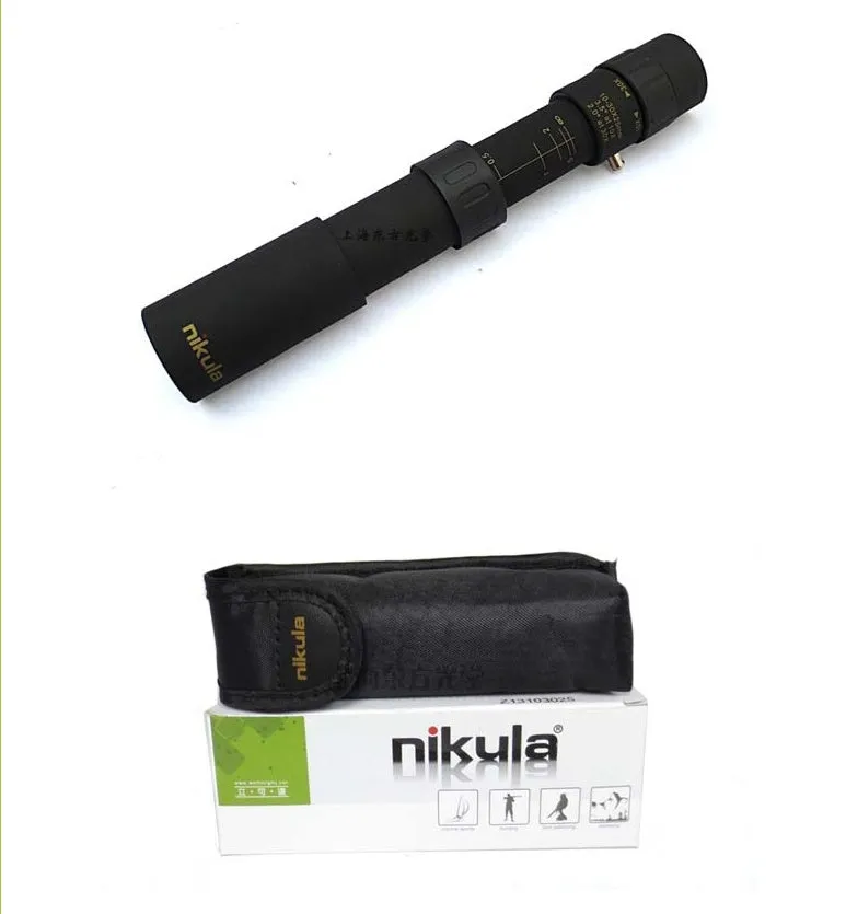 Nicholas 10-30x25 telescope in black, collapsed size 127mm, with zoom ring and rubber grip
