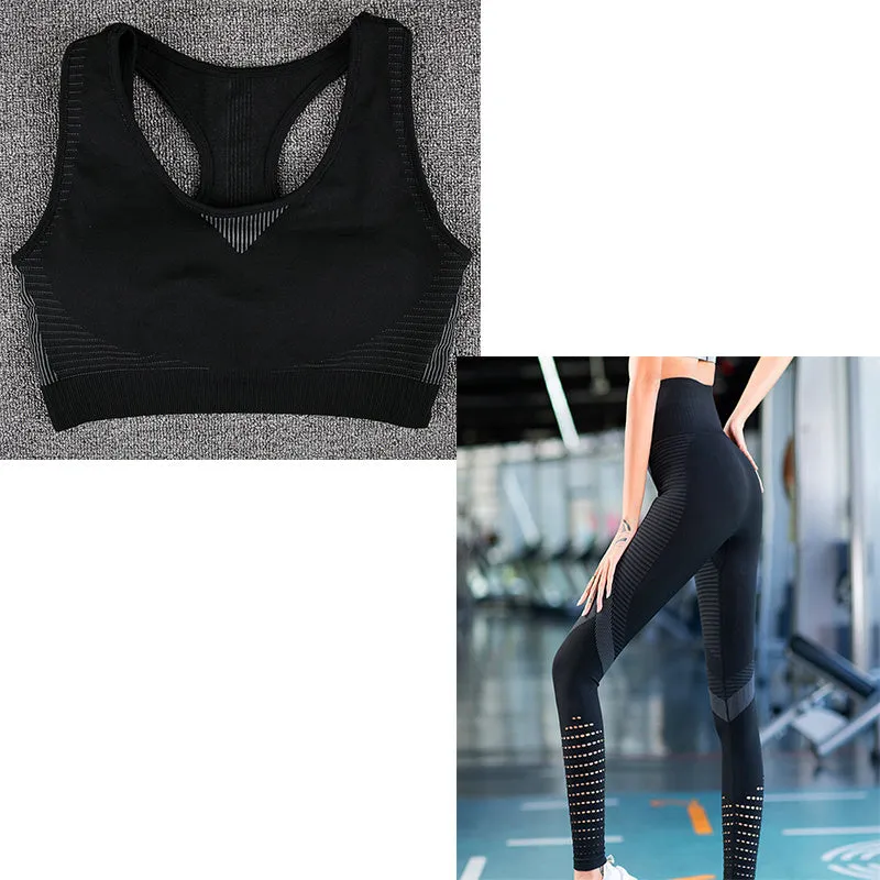 TerritorioFit yoga seamless leggings for women, 7/8 length, ribbed waistband, Black, side view