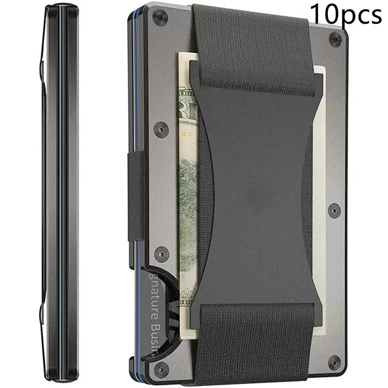 Metal card bag wallet with RFID anti-theft blocking, solid colour, frosted finish, unisex coin and card holder