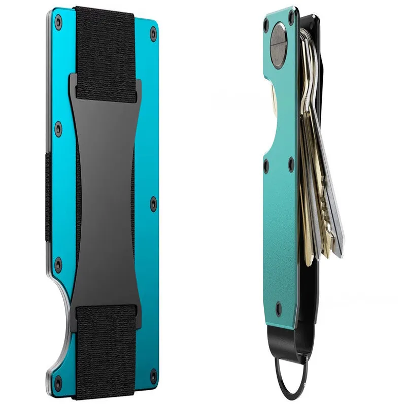 Metal card bag wallet with RFID anti-theft blocking, solid colour, frosted finish, unisex coin and card holder