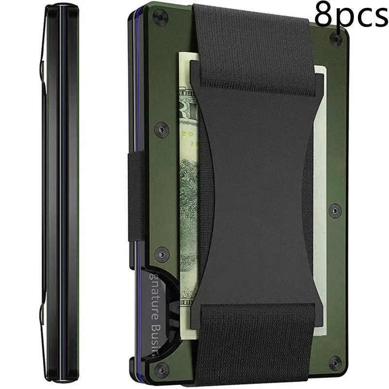 Metal card bag wallet with RFID anti-theft blocking, solid colour, frosted finish, unisex coin and card holder