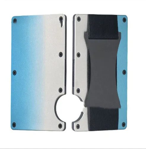 Metal card bag wallet with RFID anti-theft blocking, solid colour, frosted finish, unisex coin and card holder
