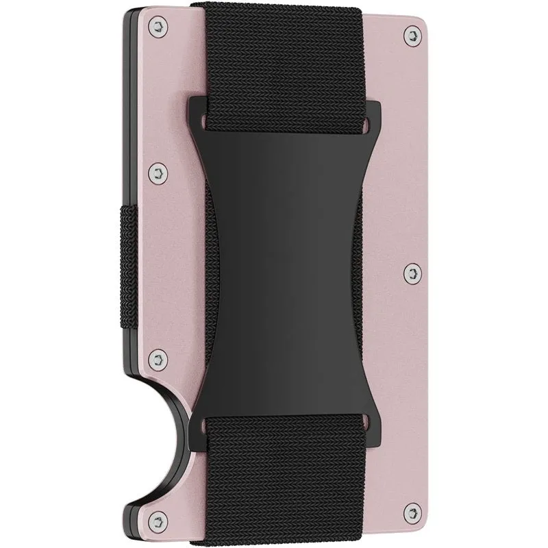 Metal card bag wallet with RFID anti-theft blocking, solid colour, frosted finish, unisex coin and card holder