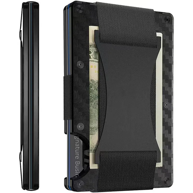 Metal card bag wallet with RFID anti-theft blocking, solid colour, frosted finish, unisex coin and card holder
