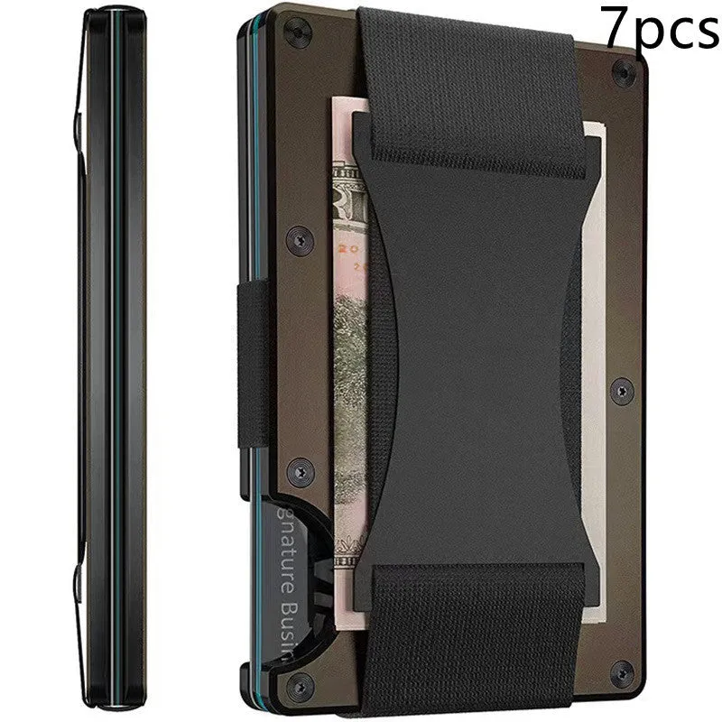 Metal card bag wallet with RFID anti-theft blocking, solid colour, frosted finish, unisex coin and card holder