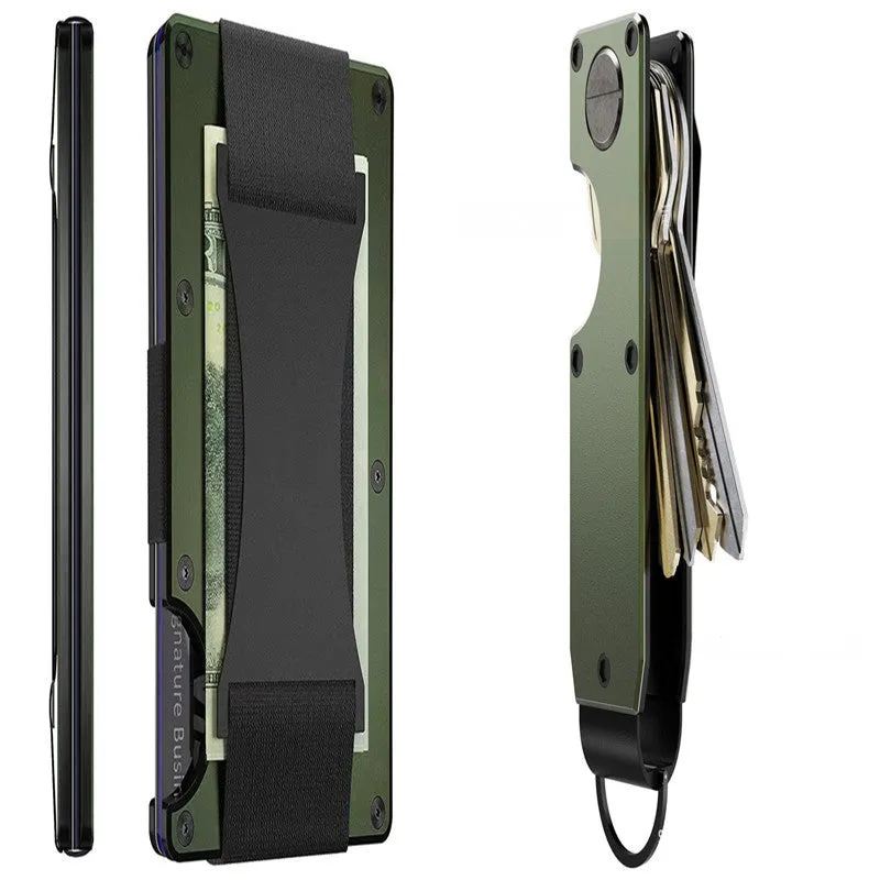 Metal card bag wallet with RFID anti-theft blocking, solid colour, frosted finish, unisex coin and card holder