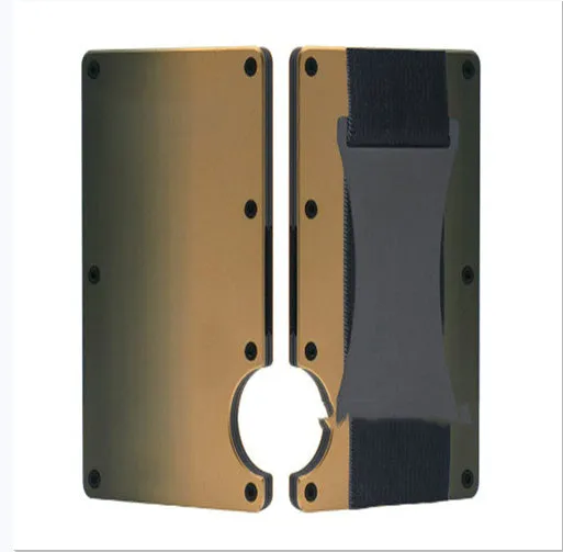 Metal card bag wallet with RFID anti-theft blocking, solid colour, frosted finish, unisex coin and card holder