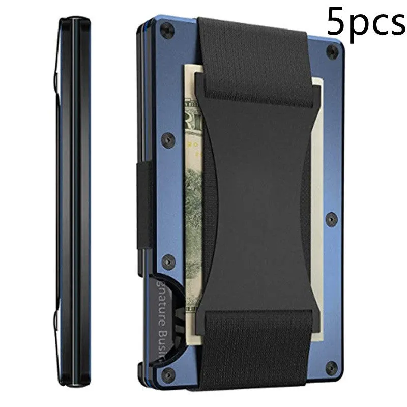 Metal card bag wallet with RFID anti-theft blocking, solid colour, frosted finish, unisex coin and card holder