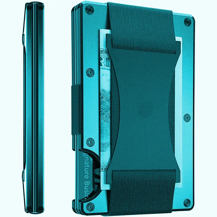 Metal card bag wallet with RFID anti-theft blocking, solid colour, frosted finish, unisex coin and card holder