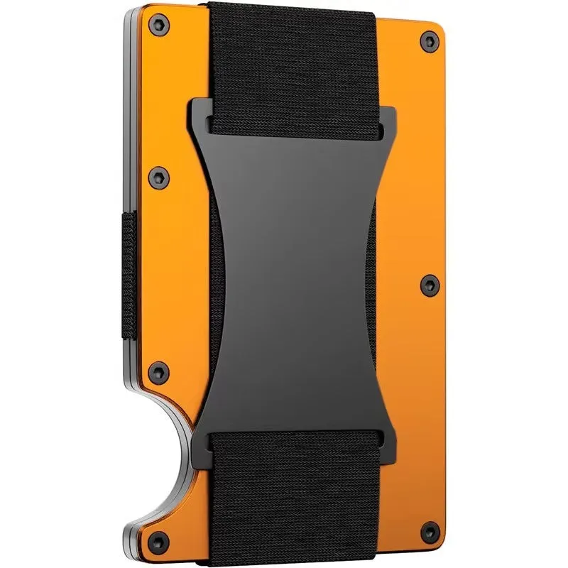 Metal card bag wallet with RFID anti-theft blocking, solid colour, frosted finish, unisex coin and card holder