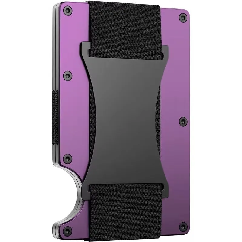 Metal card bag wallet with RFID anti-theft blocking, solid colour, frosted finish, unisex coin and card holder