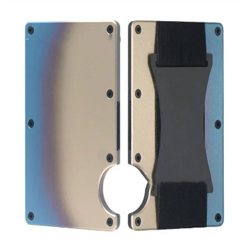 Metal card bag wallet with RFID anti-theft blocking, solid colour, frosted finish, unisex coin and card holder