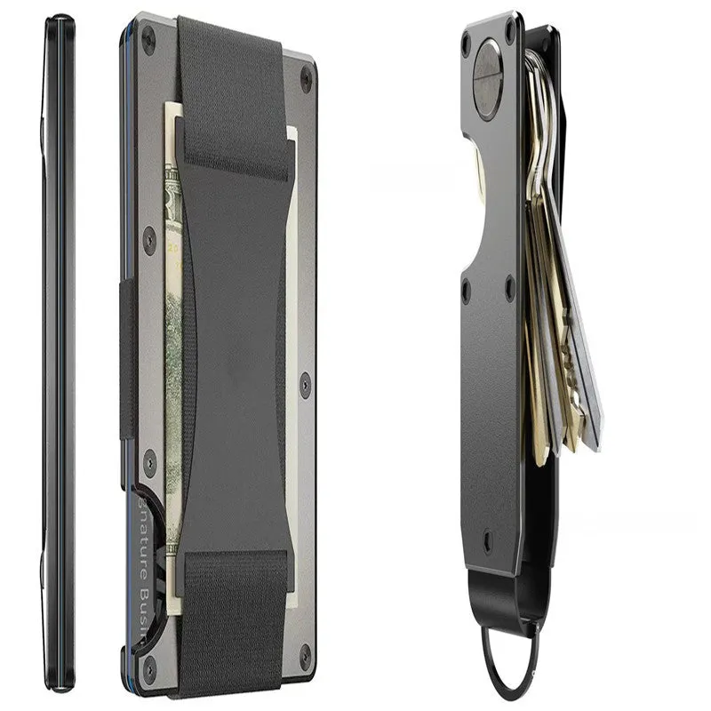 Metal card bag wallet with RFID anti-theft blocking, solid colour, frosted finish, unisex coin and card holder