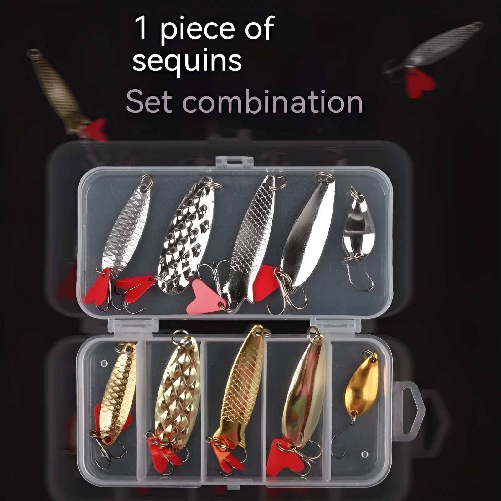 Metal fishing lure sequins in gold and silver finishes for DIY bait building projects