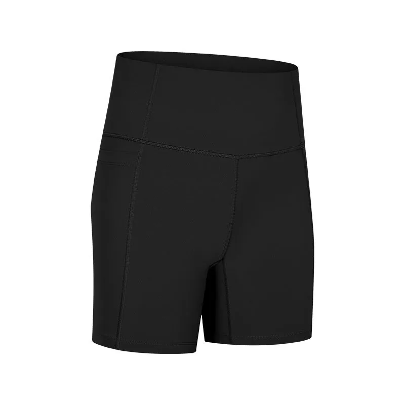 Women's cotton blend sports shorts in black with super stretch fabric and mid-length design
