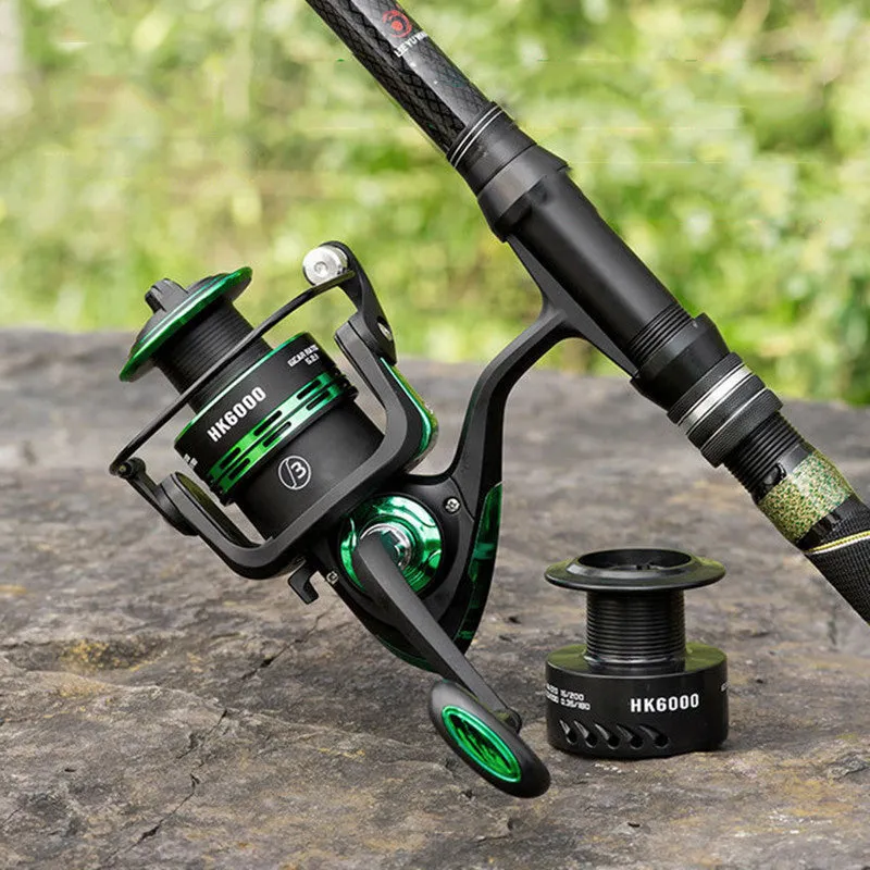 Hunting King Metal Reel spinning fishing reel with metal folding handle and double wire cups