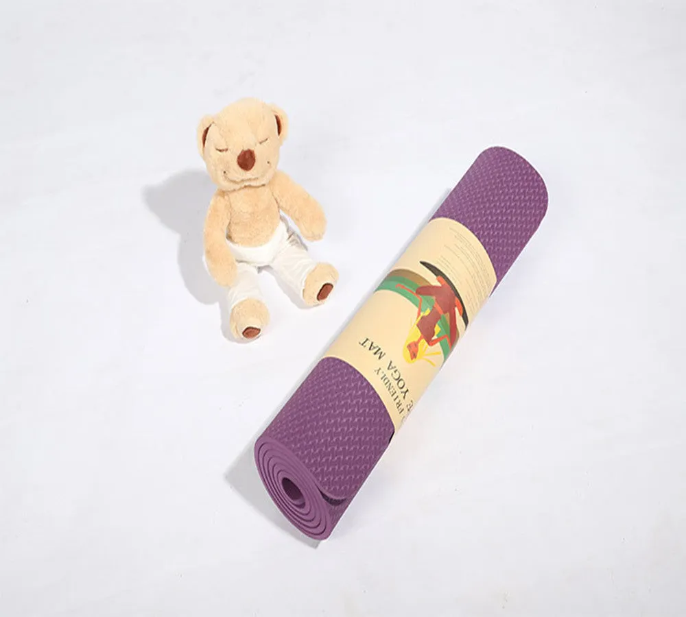 Firebird extra thick 10mm non-slip beginner yoga mat in purple with jute linen top surface