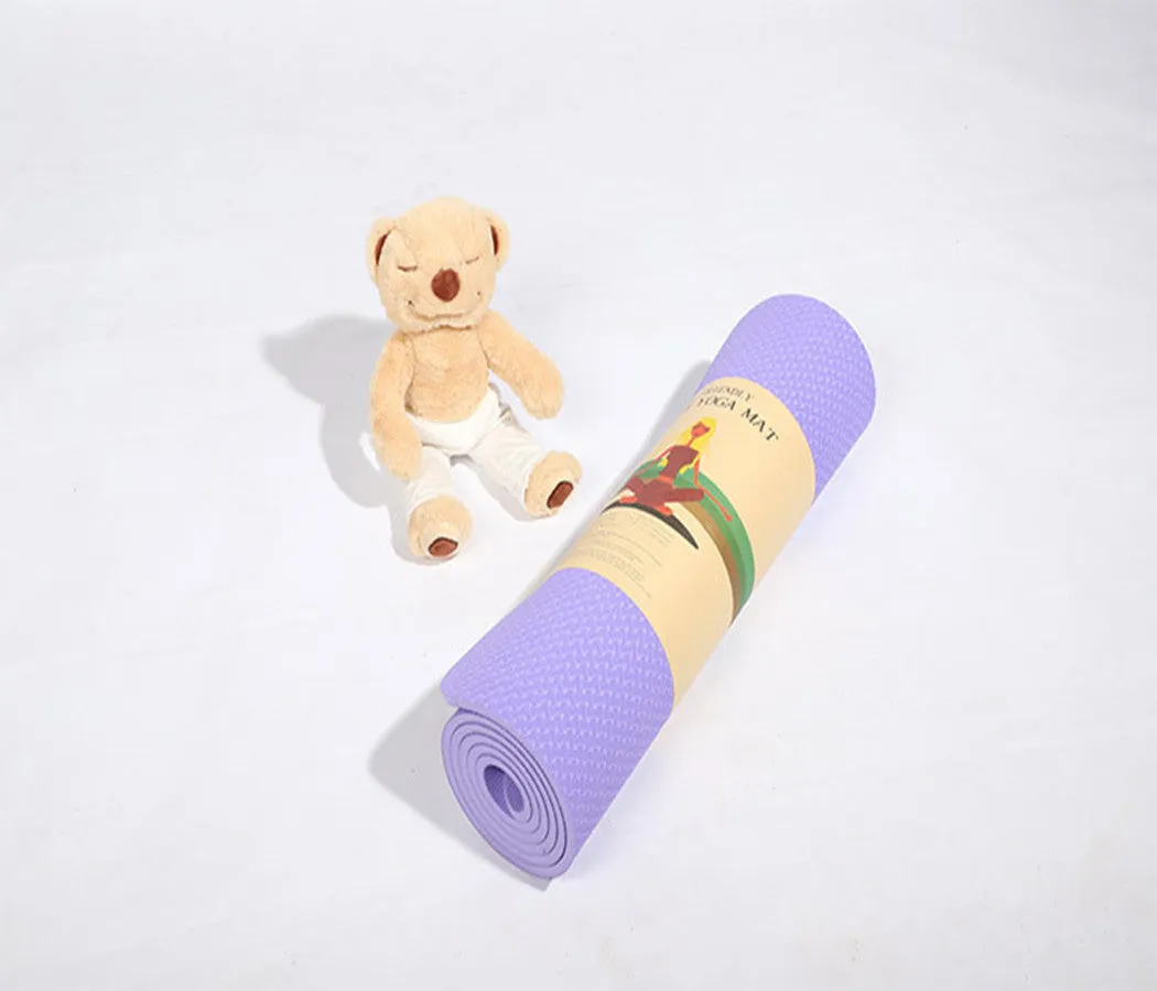 Firebird extra thick 10mm non-slip beginner yoga mat in purple with jute linen top surface