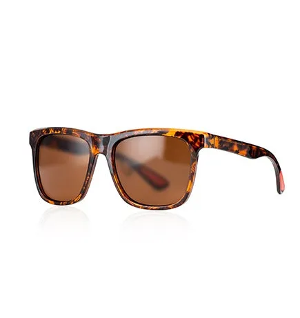 Men's square photochromic sunglasses with UV400 protection, black frame and red edge detail
