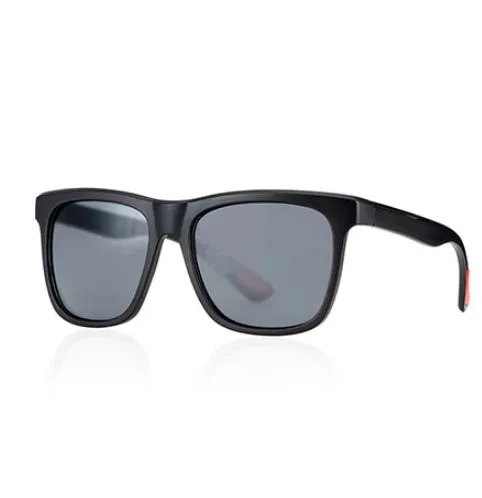 Men's square photochromic sunglasses with UV400 protection, black frame and red edge detail