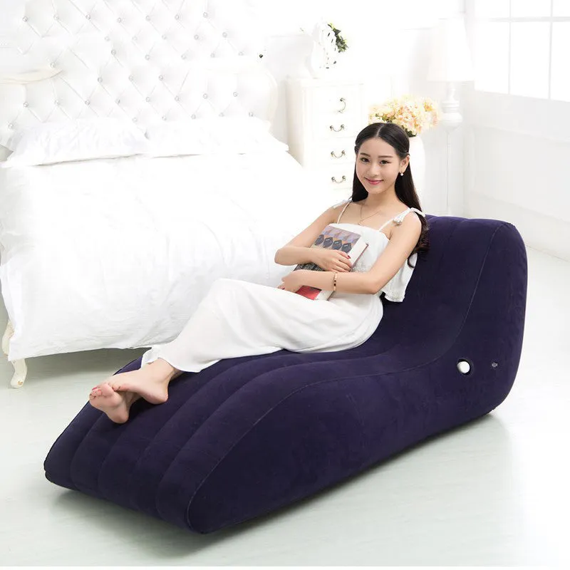 Flocking inflatable lazy sofa in PVC with backrest, red, 155x89x65cm, adult recliner