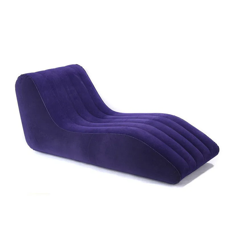 Flocking inflatable lazy sofa in PVC with backrest, red, 155x89x65cm, adult recliner
