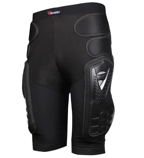 Skating protective diaper shorts with EVA foam padding, black, breathable fabric, elastic waistband